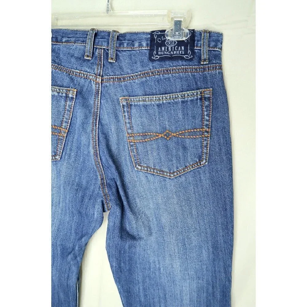 Oleg Cassini American Dungarees Straight Blue Jeans Dark Wash Mens Size 34x29.5